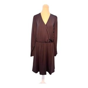 White Birch Black Long-Sleeve Wrap Dress - Size 1X